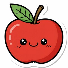 Obraz premium Cute Cartoon Apple with Big Eyes and a Smile.