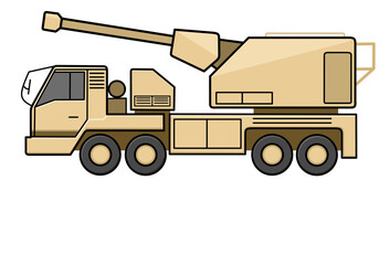 Obraz premium Self-Propelled Artillery Howitzer Military Vehicle in Action