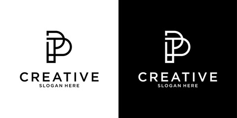 TP or PT initial letter logo design vector