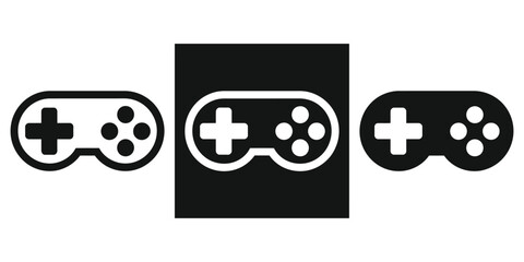 Three Black and White Simple Game Controller Icons with Transparent Background © MDABDUS