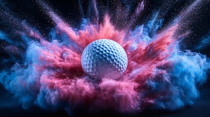 Golf Ball in Color Burst