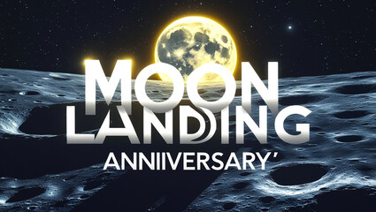 Fototapeta premium Moon Landing Anniversary With Chinamatic background