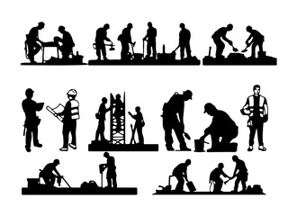 Construction Worker Silhouettes Collection 
