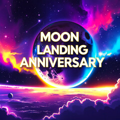 Fototapeta premium Moon Landing Anniversary With Chinamatic background