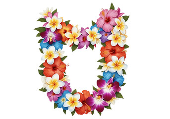 Colorful tropical floral wreath tropical flowers hibiscus