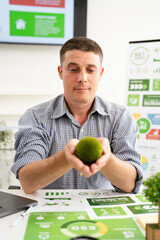 People in Modern corporate work on renewable energy to representing ESG Enviromental, Social,...