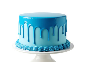 Blue drip cake with frosting border dessert