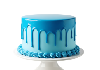 Blue drip cake with frosting border dessert