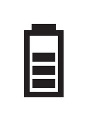 A simple graphic icon of a battery with a charge level shown as three full bars.