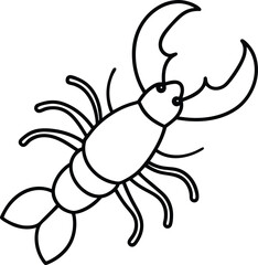 Lobster Seafood Minimal Line Drawing on White Background