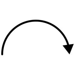 Thin Curved Black Arrow Icon Pointing Rightwards
