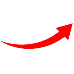 Thin Curved Red Arrow Icon Pointing Diagonally Upwards
