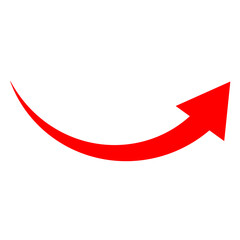 Thin Curved Red Arrow Icon Pointing Upwards
