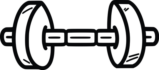 Hand-drawn vector dumbbell illustration; fitness gym icon design