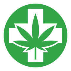 Medical Cannabis Symbol Green Cross and Marijuana Leaf Illustration
