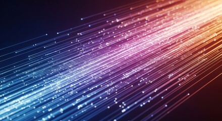 Abstract colorful light streaks converging from different directions on a dark background