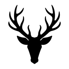 Simple Black Antler Icon Symmetrical Deer Silhouette vector illustration