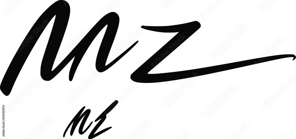Fototapete mz initials vector logo: elegant, modern, stylish script design