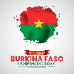 Burkina faso independence day with Grunge brush painted flag style for square banner background