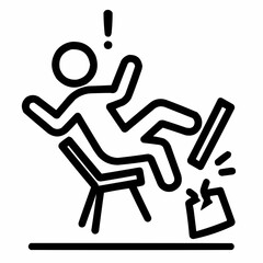 Breaking chair under a surprised silhouette. Physical comedy outtake