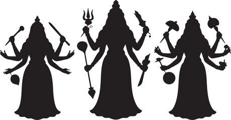 Goddess Durga with Trishul Silhouette Design

Durga Face with Third Eye Vector Art

Traditional Durga Puja Celebration Silhouette

Durga Idol with Lion and Mahishasura Vector

Devotional Durga Puja Sc