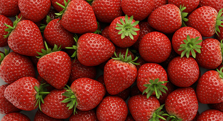 Red Delight: A close-up, photorealistic snapshot of juicy, ruby-red strawberries, overflowing with freshness and natural sweetness.