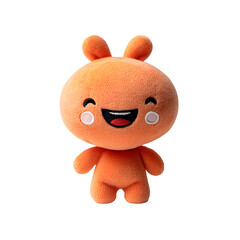 Orange plush toy character, isolated on white background