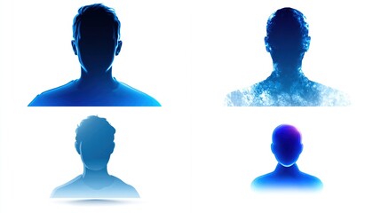 Silhouette avatars of people. Icons on white. Background is clean. For user interface