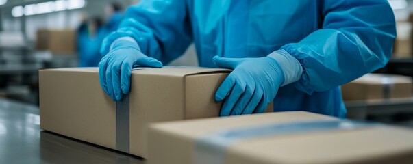 Careful packaging: Expert hands ensure secure shipping for online store products, guaranteeing customer satisfaction and safe delivery, Generative AI