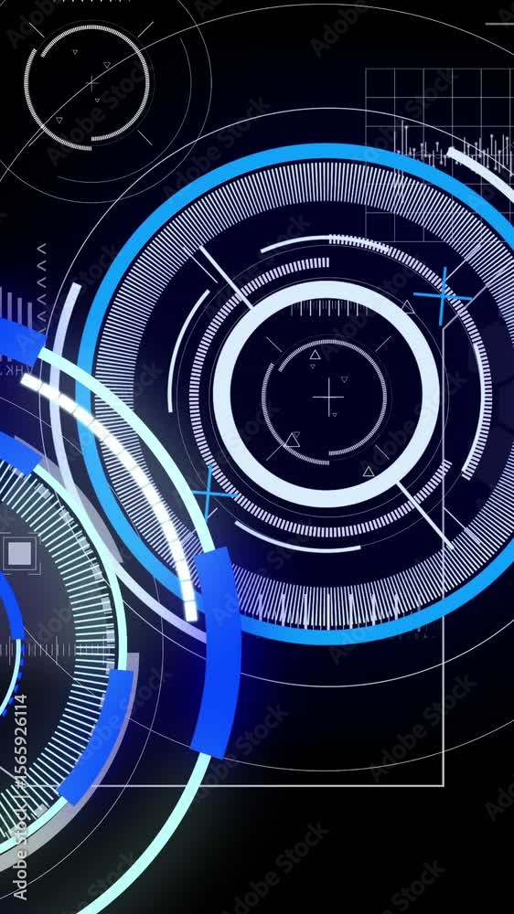 Poster animation of scopes scanning and data processing on digital screen
