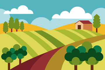 Obraz premium A Simple Graphic Depiction Of Basic Vineyard Landscapes For A Minimalist Wine Icon