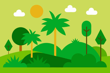 Obraz premium A Simple Graphic Depiction Of Basic Summer Greenery Scenes For A Minimalist Nature Icon