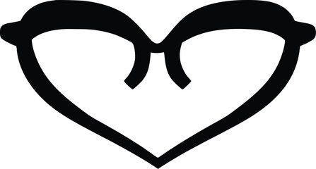 Bold black vector heart-shaped glasses; simple, modern design.