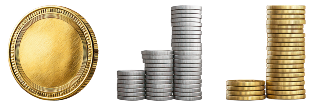 Golden coin silver coin stack currency finance wealth money investment growth economy business success financial concept
