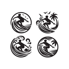 silhouette of a person surfing