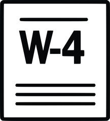 Obraz premium Bold Black Vector W-4 Form Icon: Employee Tax Withholding Document
