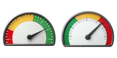 Bullish sentiment meter showing optimism in market with two gauges indicating positive and high levels