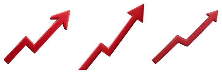 Bullish momentum arrow design with red upward trend symbols showing financial growth and positive progress