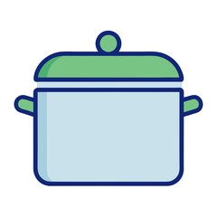 Title: Simple Line Art Cooking Pot with Lid