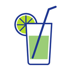 Fresh Lime Drink in Glass with Straw and Lime Slice