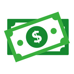 Green Dollar Bills Icon with Currency Symbol