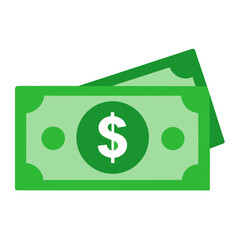 Green Dollar Bills Icon with Currency Symbol
