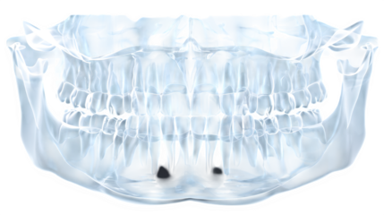 Human Jaw X-ray, isolated on transparent background