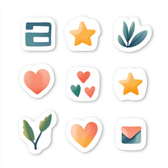 a cute sticker sheet with minimal icons