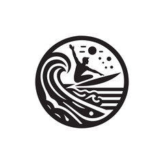 silhouette of a person surfing