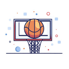 Basketball hoop with ball isolated on a transparent background