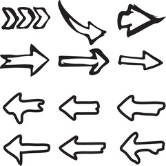Hand Drawn Arrow Collection Featuring Various Shapes and Styles for Creative Design and Directional Emphasis in Visual Projects