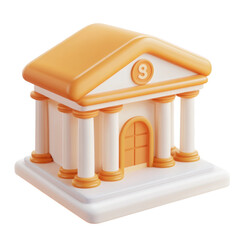 Cartoon Bank Building isolated on a transparent background