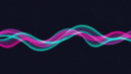 Abstract flowing waves of teal and pink light against a dark textured background