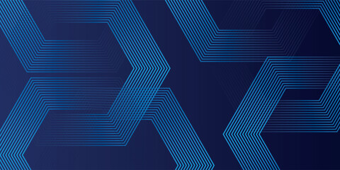 Dark blue background with hexagon geometric lines pattern. Abstract shiny hexagon lines. Futuristic technology modern design.